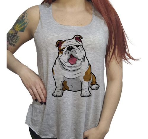 Musculosa Acampanada Bulldog Ingles Dibujo