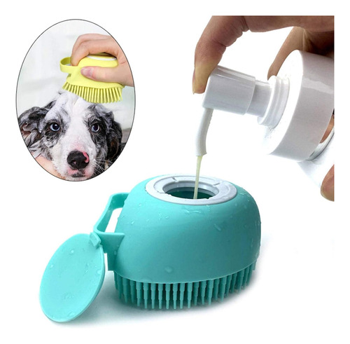 Cepillo Lavado Mascotas Silicona Dispensador Jabon Perro Gat