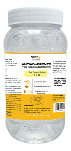Antiadherente P Tortillas En Gel Concentrado 1 Litro 1 A 12