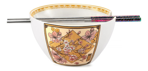 Hagary Cherry Blossom Ramen Bowl Con Palillos Tazón De Cerám