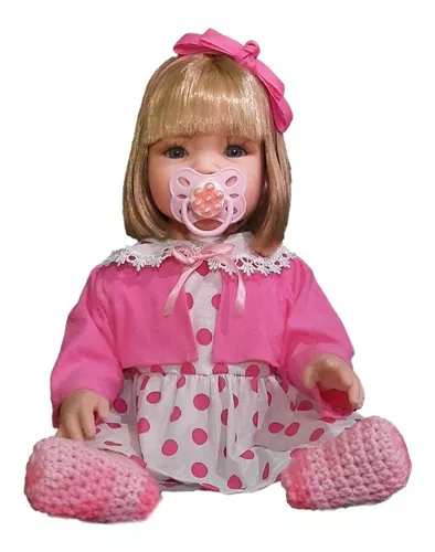 Boneca Bebê reborn menina 100% silicone pode dar banho criança