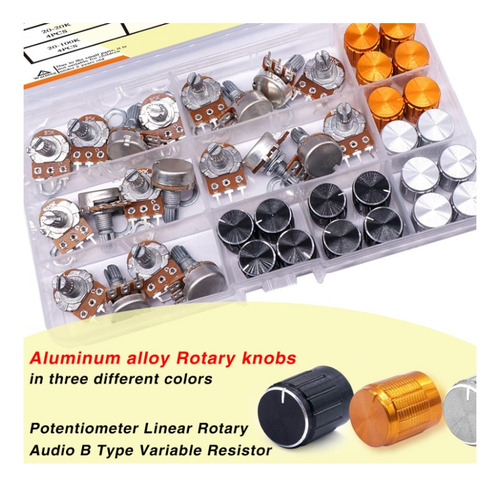 Kit Potenciómetro 5k 10k 20k 50k 100k Ohm Lineal Taper Audio