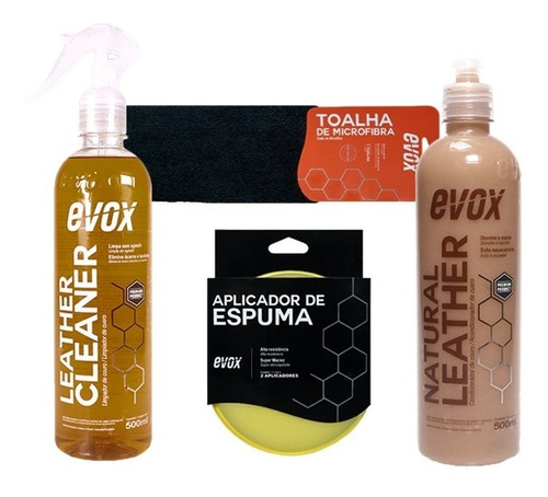 Kit Completo Limpeza E Hidratação De Banco De Couro Evox 