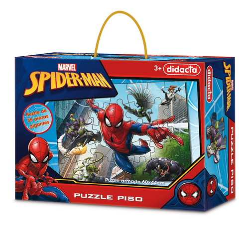 Puzzle Piso Didacta Spiderman 60x44cm Super Resistente