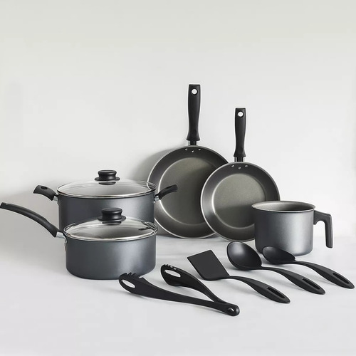 Batería De Cocina Tramontina Turim 9 Piezas Antiadherente Color Negro