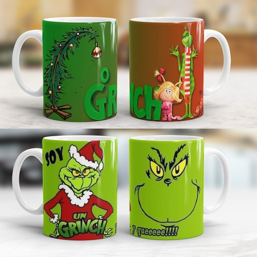 Imagen 2 de 4 de Tazas De Navidad El Grinch Personalizadas ,sublimadas
