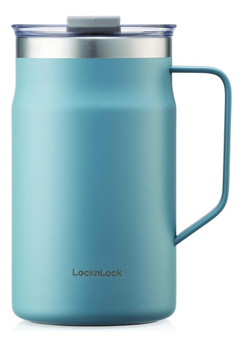 Taza Doble Pared Lock & Lock Azul, Con Tapa, 225 Ml