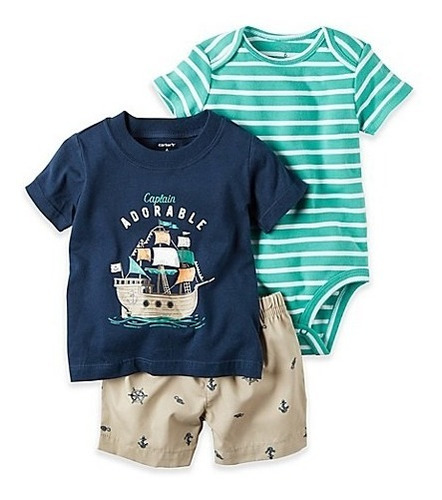 Conjuntos Set Carters Bebe Chomba Bermuda Niños 6 Meses