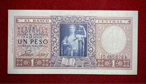 Billete 1 Peso Moneda Nacional 1952 Bottero 1909 Oferta!!!