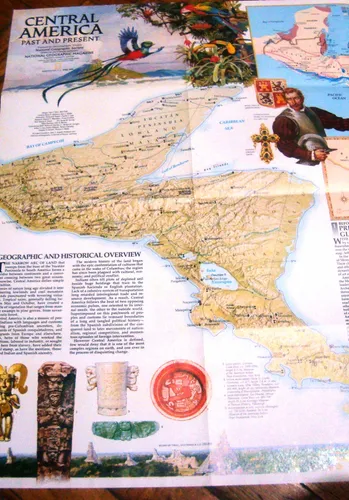 Nat Geo Central America 80x60 Guatemala Honduras Mar Caribe (Usado)