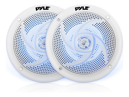 Pyle Marine Speakers - 4 Inch 2 Way Waterproof And Weather Resistant Outdoor Audio Stereo Sound System With Led Lights, 100 Watt Power And Low Profile Slim Style - 1 Pair - Plmrs43wl (white)