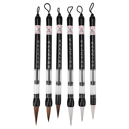 6 Pcs/set Water Brush Pen, Piston Water Color Brush Chi...