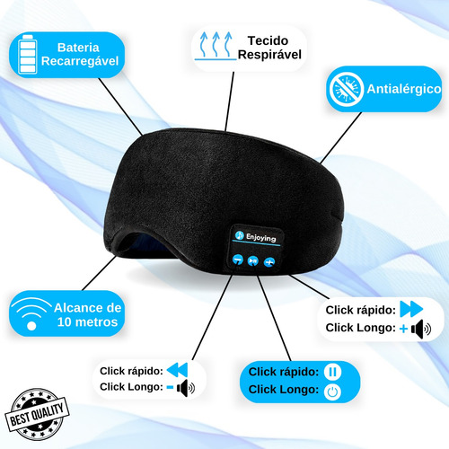 ... Máscara Para Dormir Eye Cap Con Auriculares Bluetooth Y