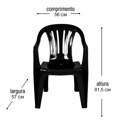Imagem 10 de 10 de Conjunto Mesa Monobloco + 4 Poltronas Apoio Braço Preta Mor