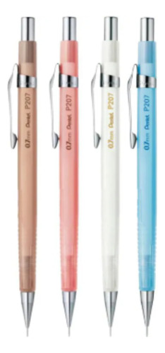 Lapiseira P200 0.7mm Pentel Sharp Clena - Kit Com 4 Cores