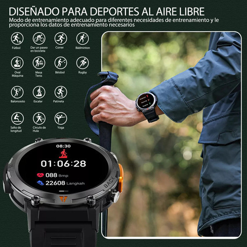 * Smartwatch Eiggis Ke3 Reloj Inteligente Con Linterna 3atm