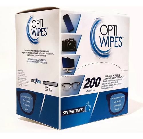 Toallitas Optiwipes Sin Rayones Lentes Celulares Camaras