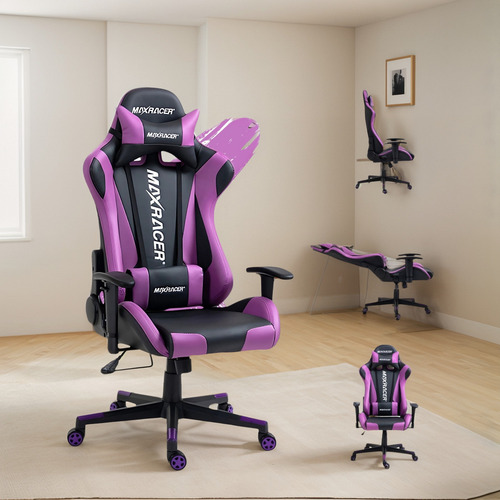 Cadeira Gamer Escritorio Ergonomica Skilled Estrutura De Aço Cor Roxa Material do estofamento Couro sintético