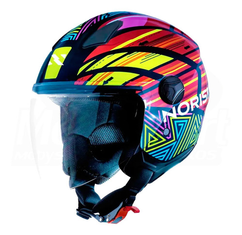 Capacete Aberto Norisk Orion Journey Amarelo Vermelho Azul