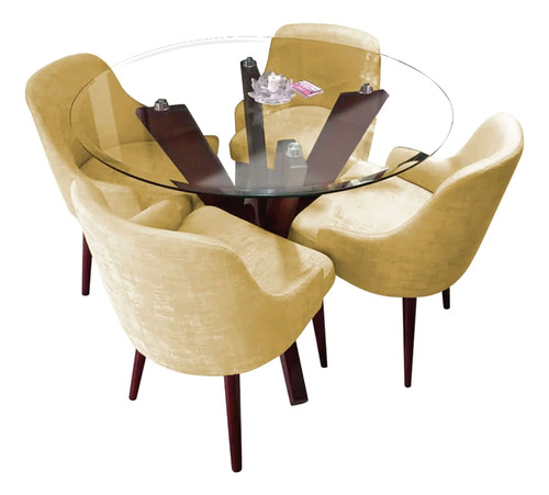 Juego De Comedor 4 Sillas Yenlu Beige