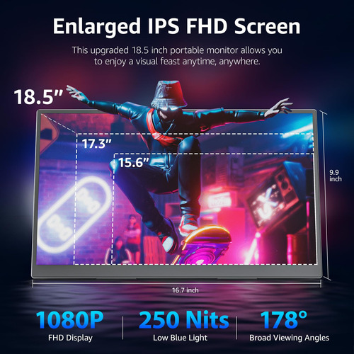 Monitor Portátil De Juegos 18.5 1080p Usb-c Hdmi