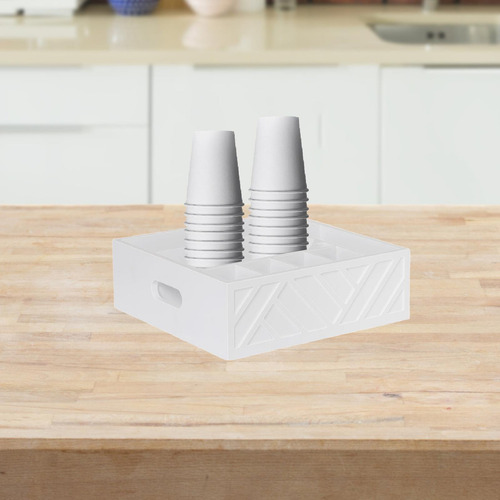 Organizador De Platos De Papel Para Encimera, Soporte Blanco