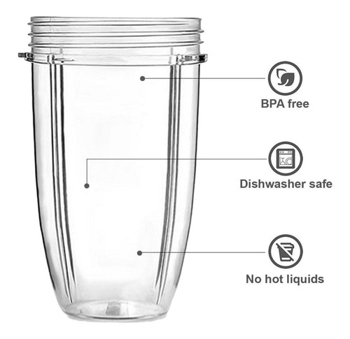 Imagen 1 de 7 de Vaso De 24 Onzas Repuesto Para Nutribullet De 600 W Y 900 W