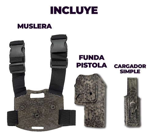 Kit Funda Pistolera Bersa Porta Cargador Simple Muslera 2 T