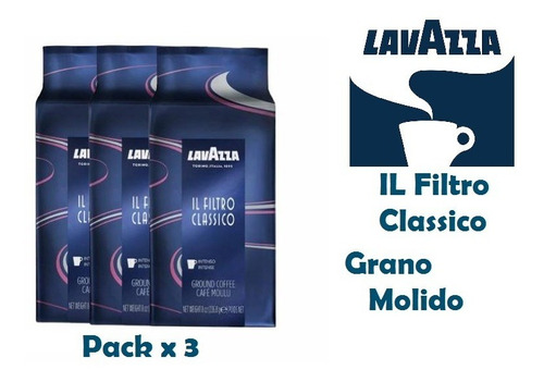 Café Grano Molido Lavazza Il Filtro Classico 226g Pack X3