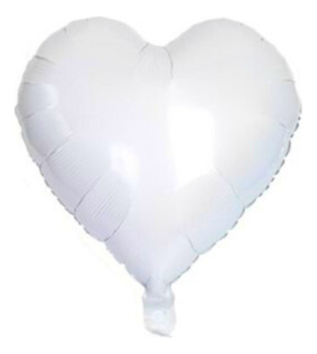 20 Balão Coração Metalizado 45cm Decoração Gás Ar Festas Cor Branco