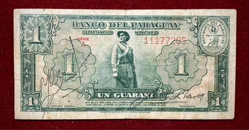 Billete 1 Guaraní Paraguay 1943 Pick 178 A.4 Moreira Chávez