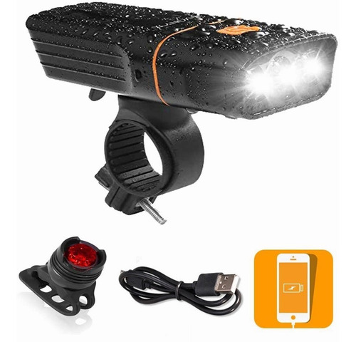 Luz De Bicicleta Tk3 1000 Lúmenes 3leds 5 Horas Power Bank