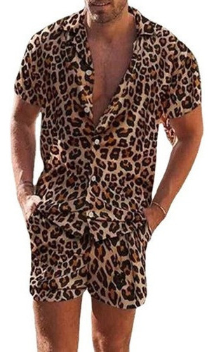 Conjunto De Camisa Y Pantalón Corto Con Estampado De Leopard
