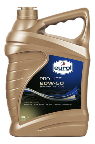 Aceite Semisintetico Eurol Pro Lite 20w50 Sn, 5l Pc