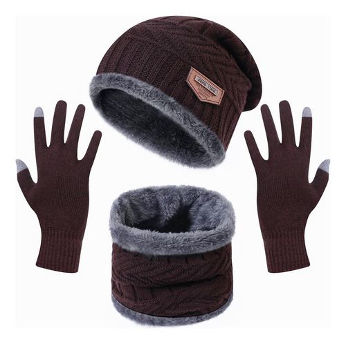 Gorro Bufanda Guantes Hombre Set Caliente Transpirable Suave