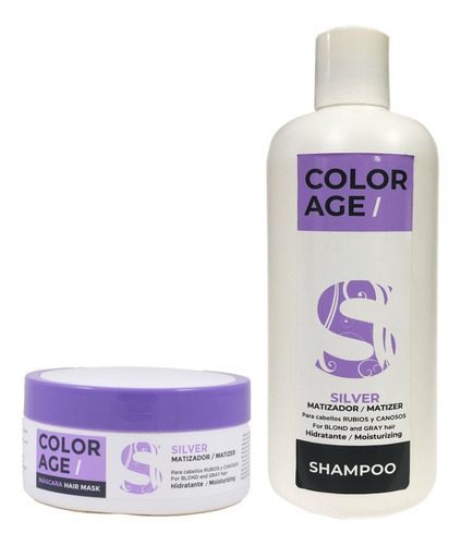 Color Age Silver Matizador, Shampoo X500ml   Mascara X200gr 