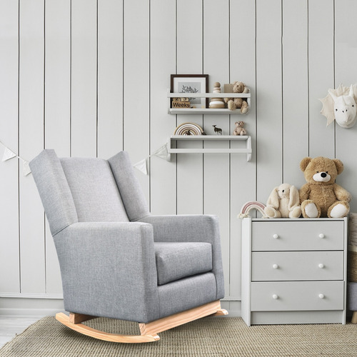 Imagen 3 de 10 de Sillón Sofa Mecedor Hamaca Con Almohadón Soft En Lino Eider