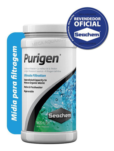 Seachem Purigen 250ml Mídia Filtrante Porosa Remove Sujeira