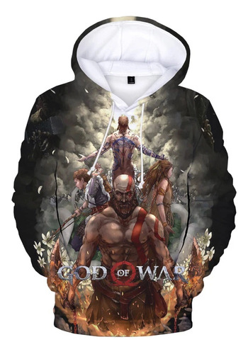 Sudadera Estampada Con Capucha Masculina De God Of War 3d