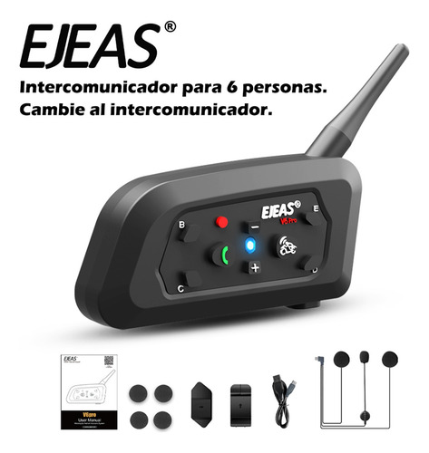 Intercomunicador Ejeas V6 Pro Bt Para Casco De Motocicleta