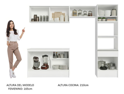 Cocina Integral Completa Modular Madesa Topazio 260cm 01 Blanco