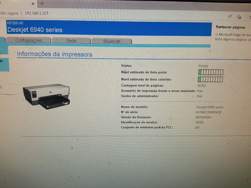 Carro Hp Deskjet 6940 Com Placa Sem Travas Cartuchos (Usado)