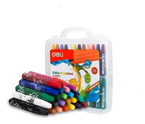 Set Crayones Pastel Oleos Deli Estuche Plastico X 24 C20124