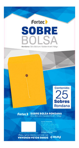 Sobre Con Rondana Fortec B-23-kr Amarillo Kraft Con 25piezas