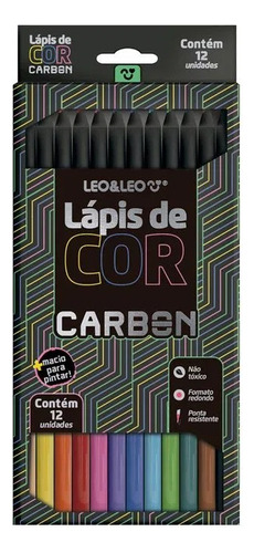 Lapis De Cor Carbon 12 Cores Redondo Leo&leo