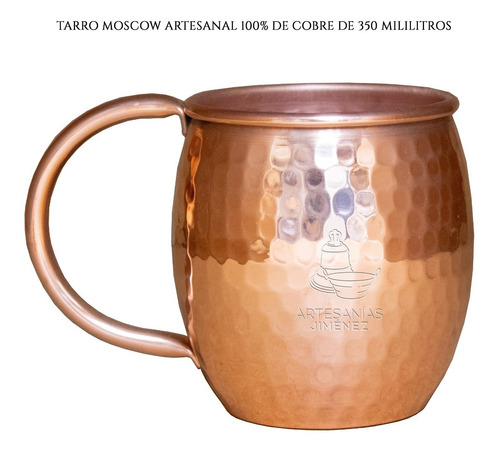 Imagen 1 de 5 de Tarro De Cobre Moscow Mule Martillado Artesanal 360 Ml Full