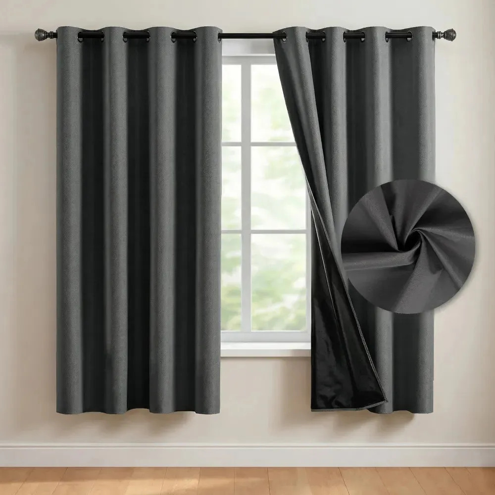 Cortina 100% Blackout Casatua 2 Paños De 160 X 135cm Liviana - Gris Medio