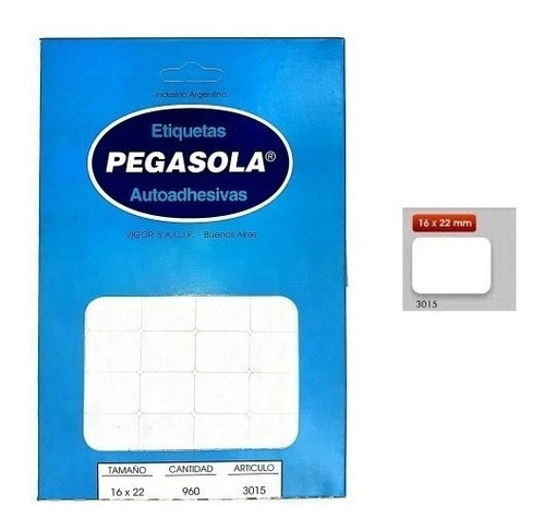  Etiqueta Vigor Pegasola Rectangulo Blanco 3015 16x22mm