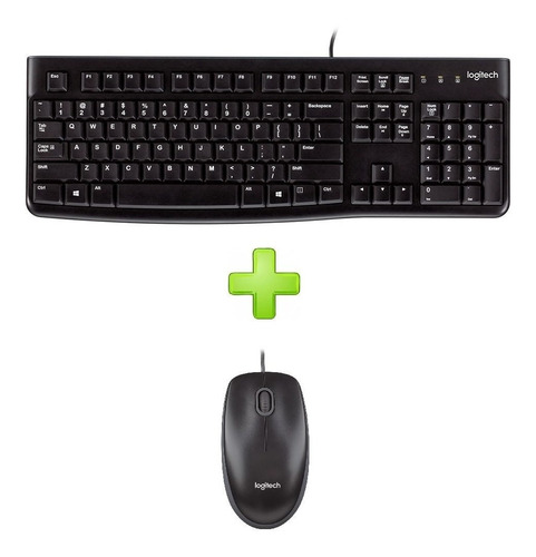 Imagen 1 de 6 de Kit Teclado Español + Mouse Logitech Mk120 Cable Usb 1000dpi