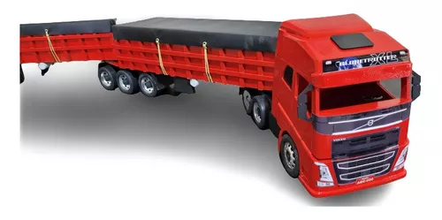 Miniatura Gigante Volvo FH Carreta Bi trem de Madeira Artesanal